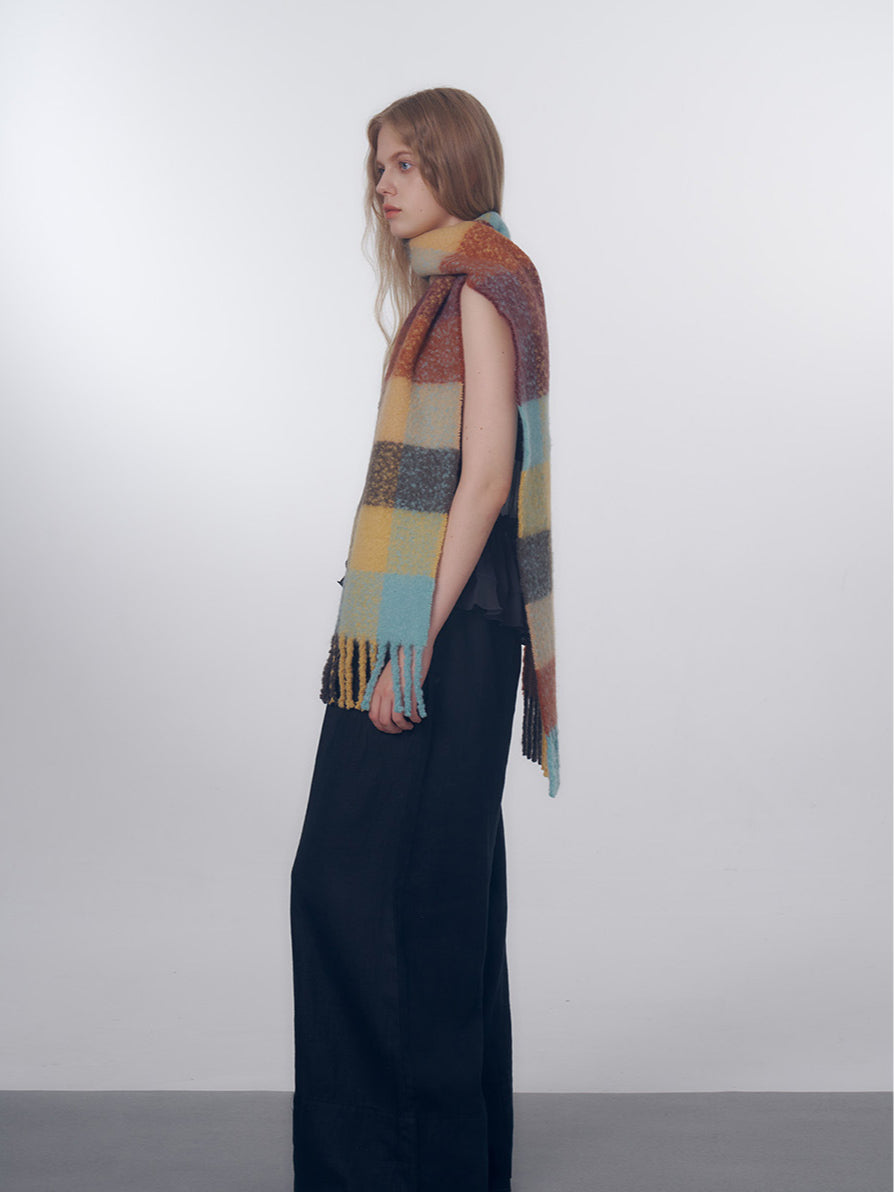 Wool Gradient Plaid Womens Scarf