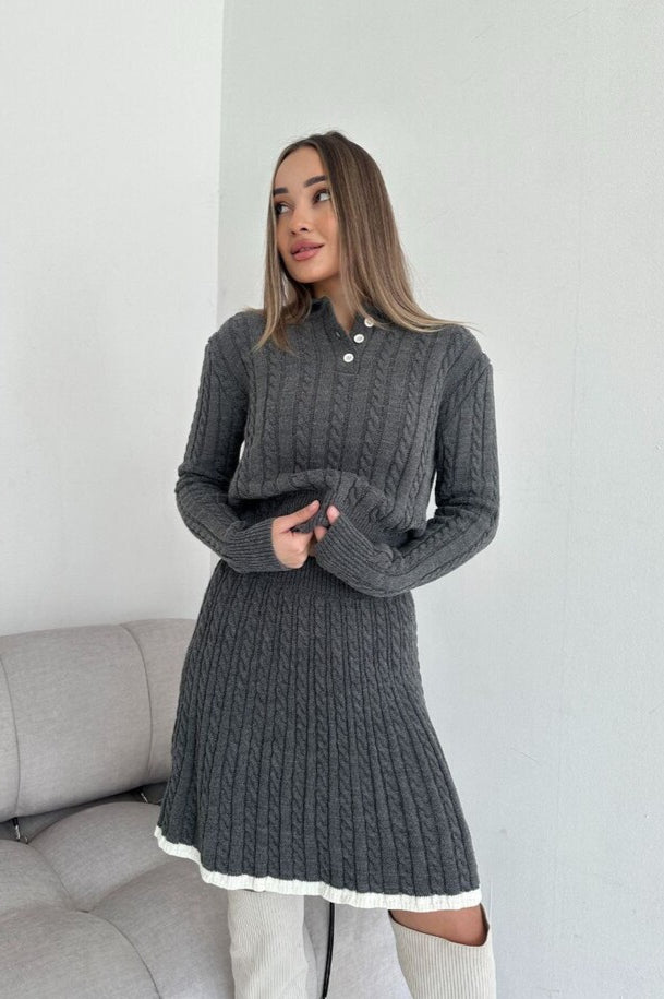 Robe pull chic en maille torsadée