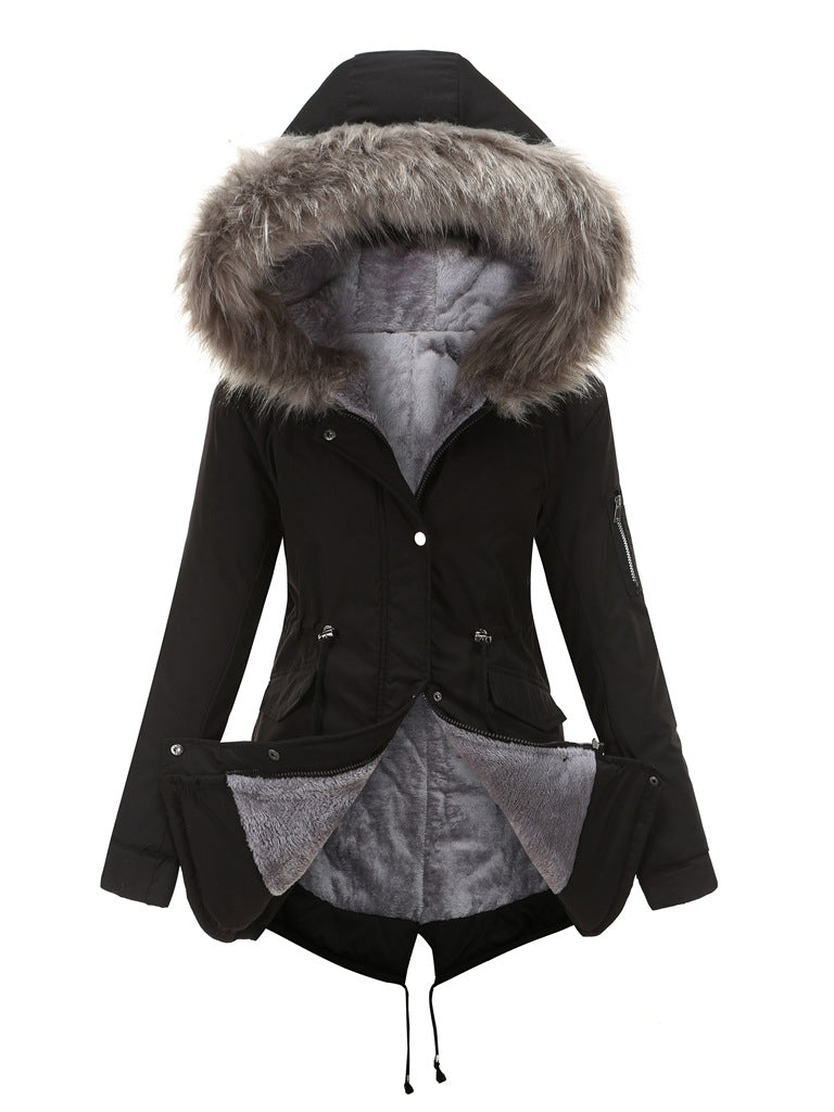 Winterjacke mit Pelzfutter und Kapuze