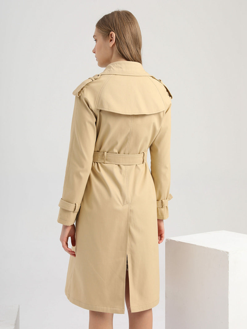 Casual Classic Tie Waist Trench Coat