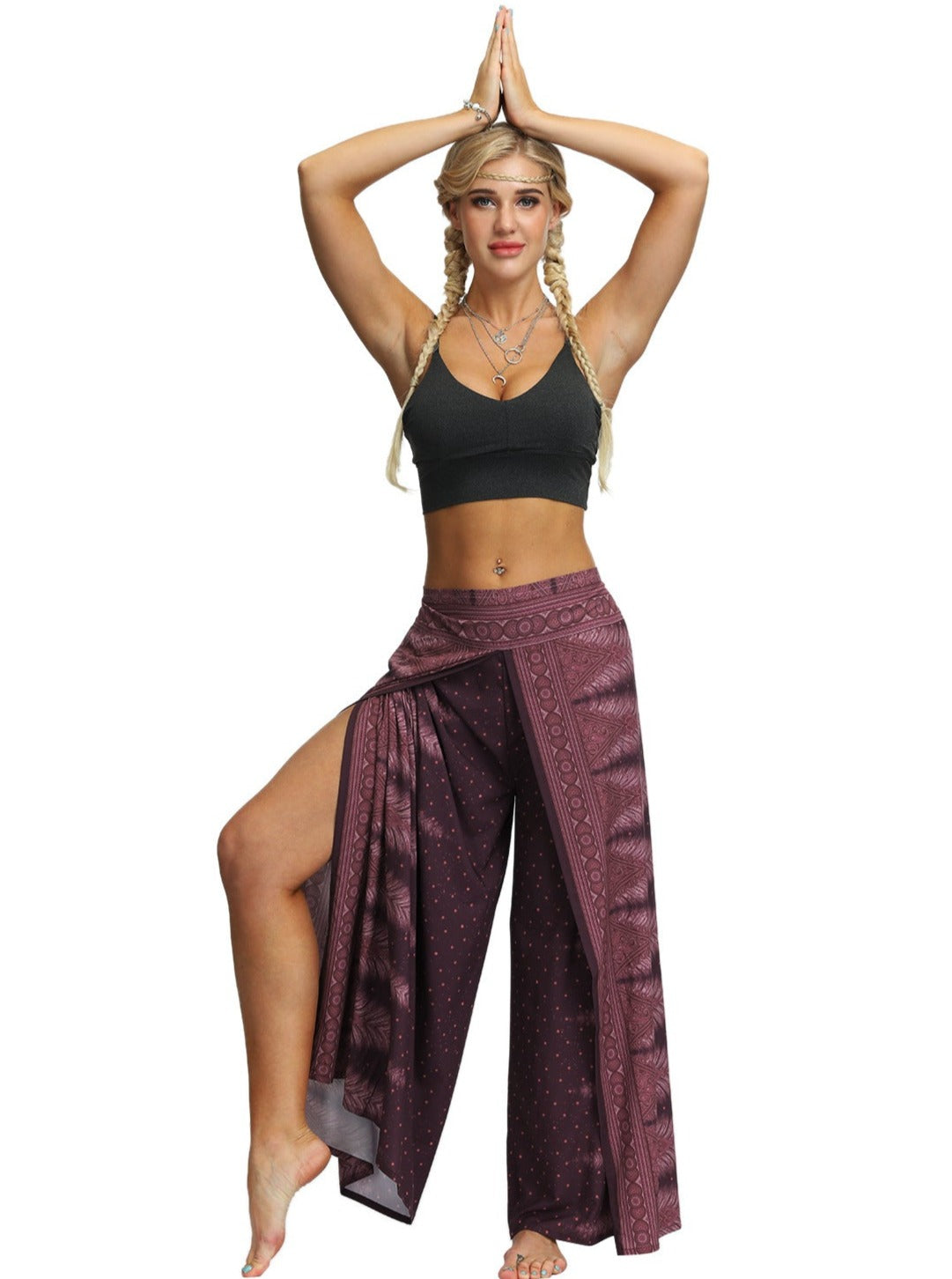 Lockere Yoga-Tanzhose mit weitem Bein im Bohemian-Stil 