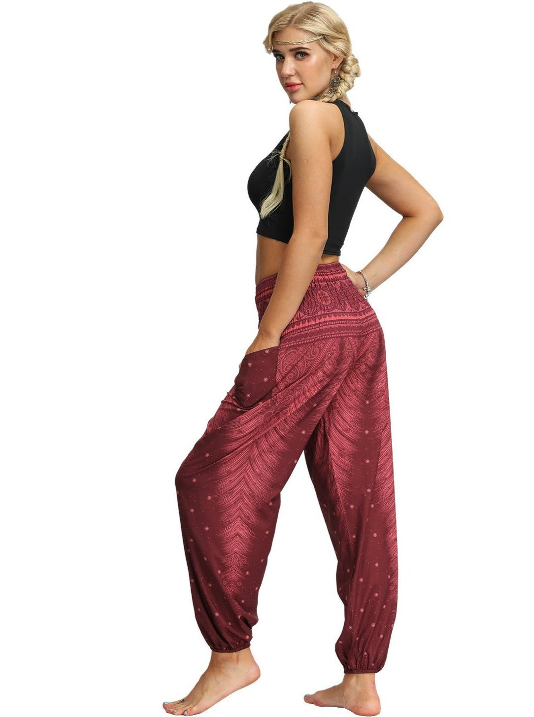 Trendy Digital Printed High-Waist Loose Pants