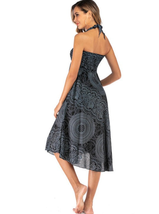 Black Casual Bohemian Print Skirt Dress