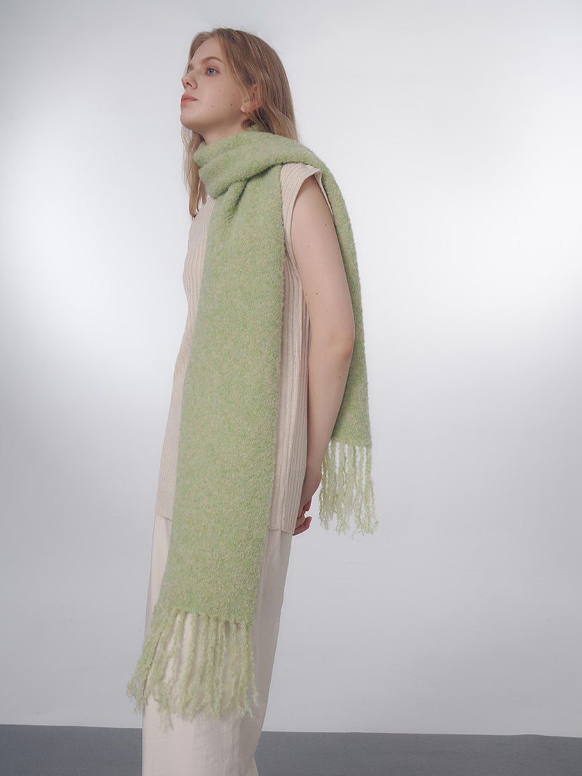 Green Soft and Warm Wool Knitted Scarf