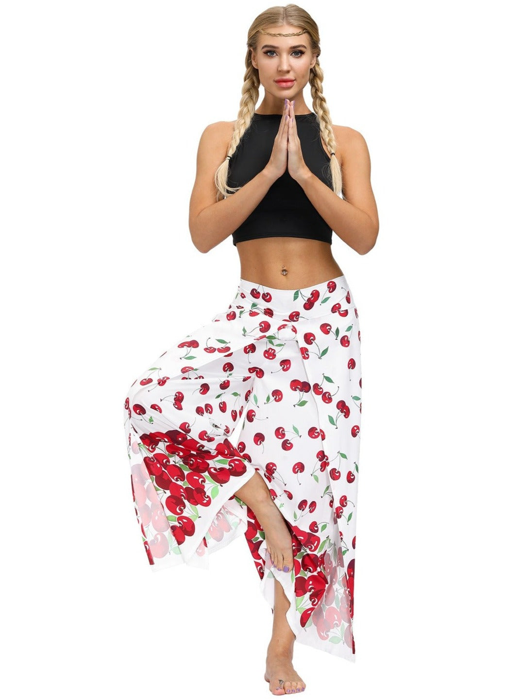 Sexy Yoga-Tanzhose mit weitem Bein und Digitaldruck 