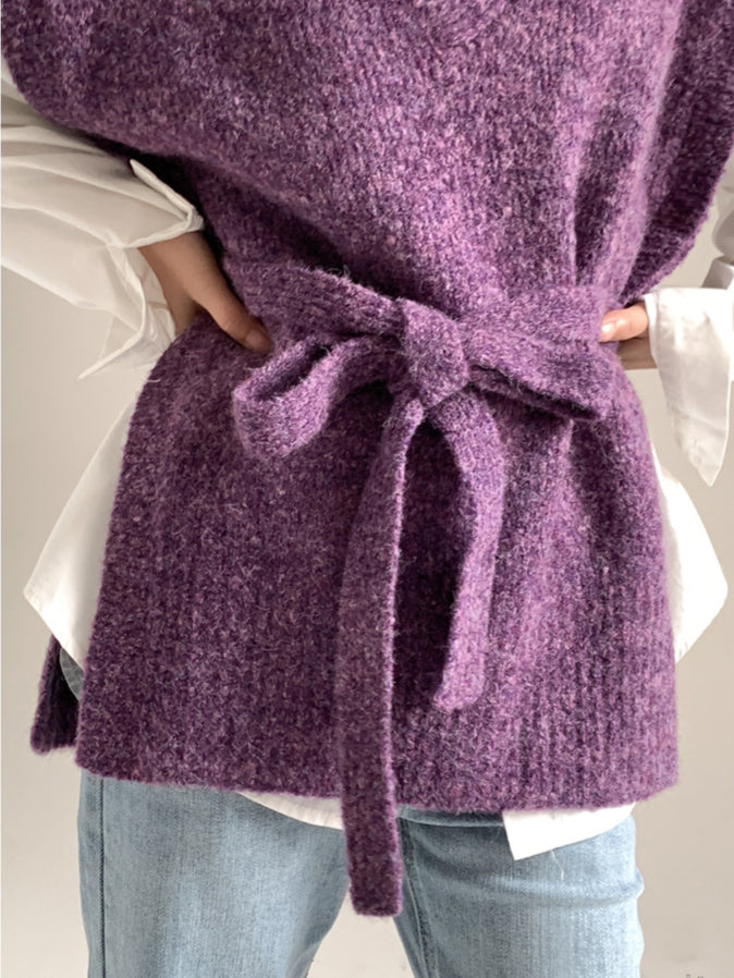 Purple Belted Wool Vest