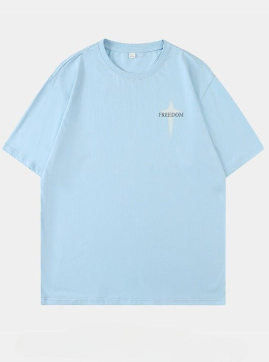 Unisex-T-Shirt mit Retro-Muster und kurzen Ärmeln 
