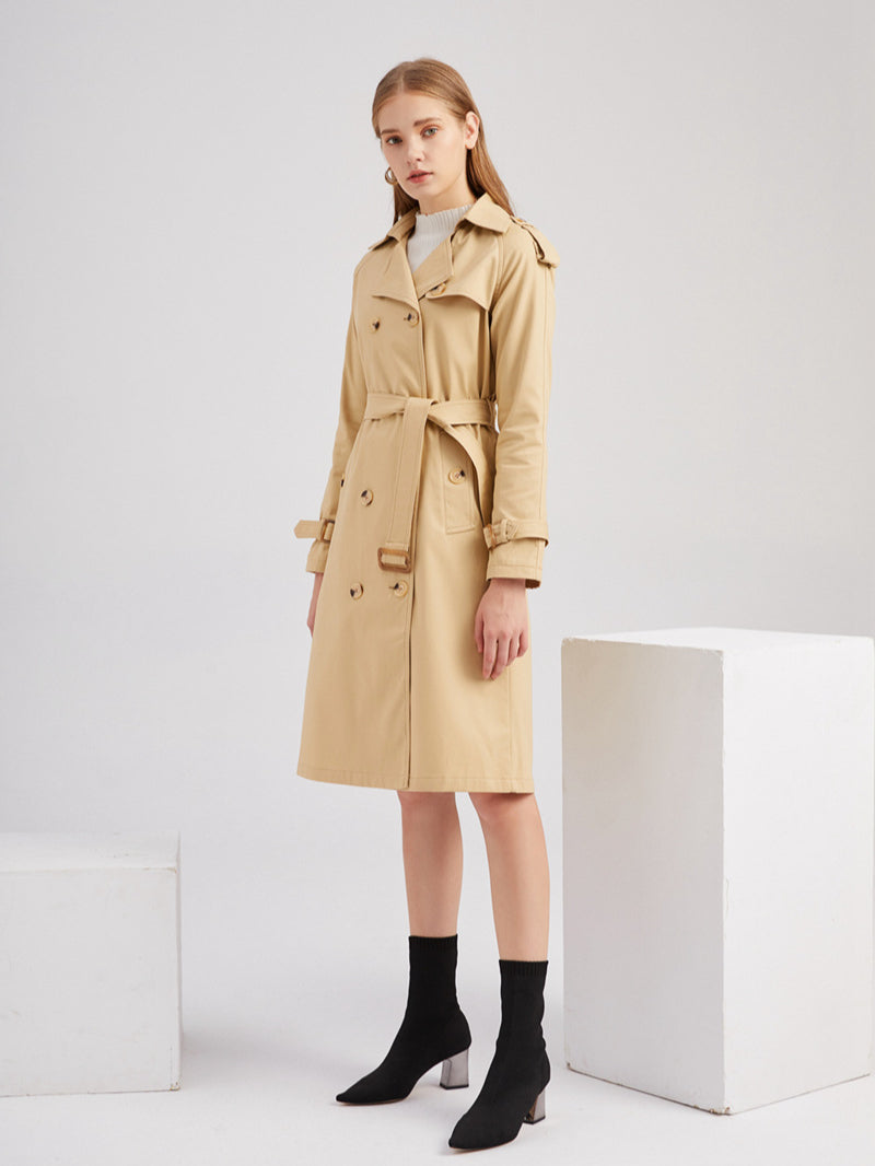 Casual Classic Tie Waist Trench Coat