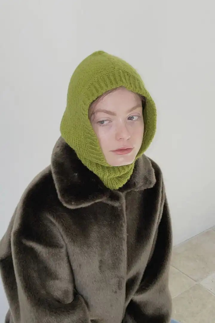 Cappello invernale caldo passamontagna lavorato a maglia verde 