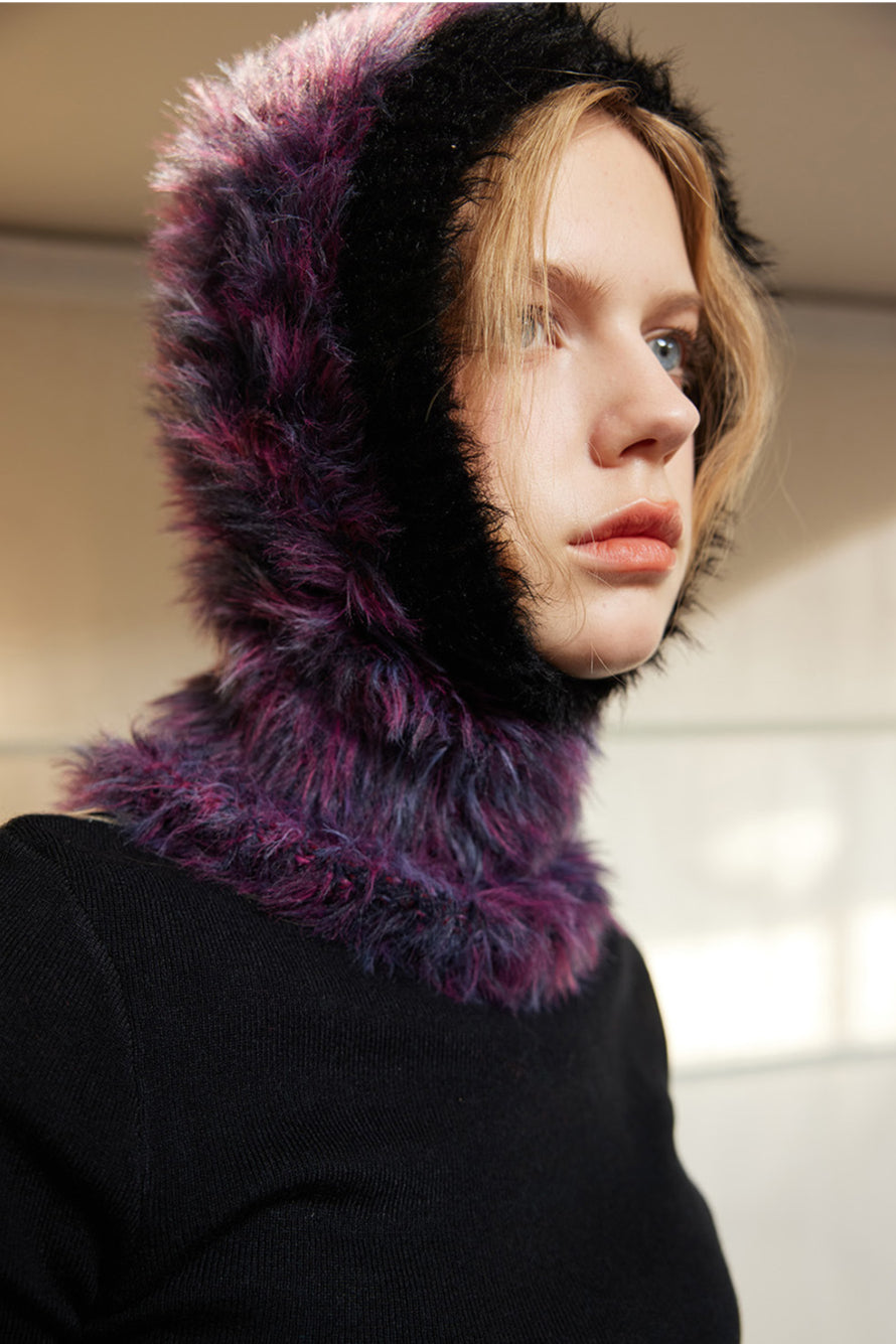 Fashionable Furry Hooded Scarf