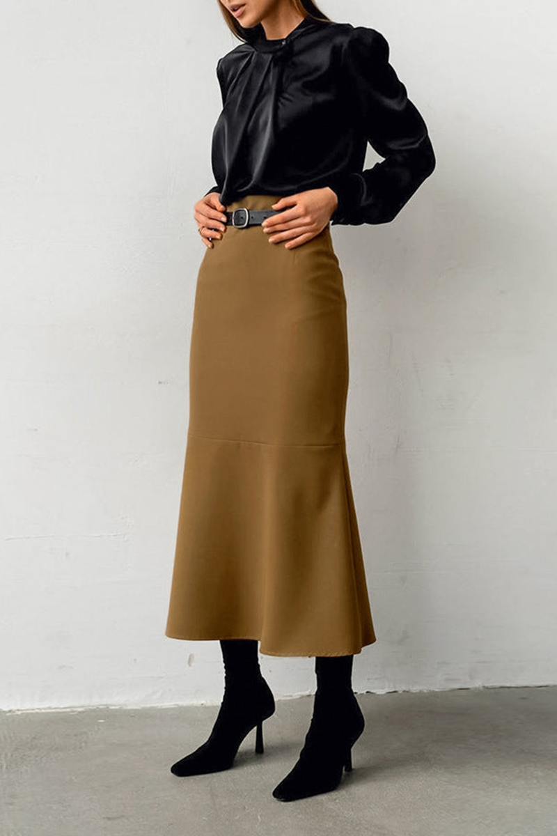 Elegante midi-rok met hoge taille