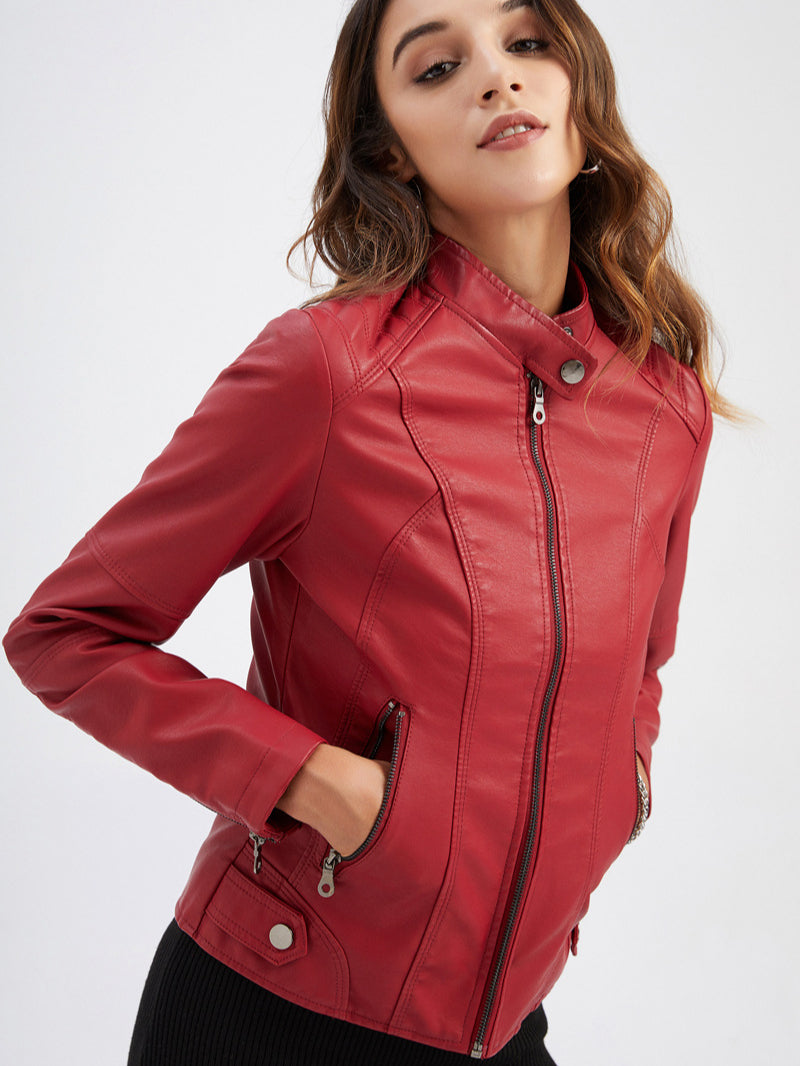 Stylish Zip-Up Leather Jacket