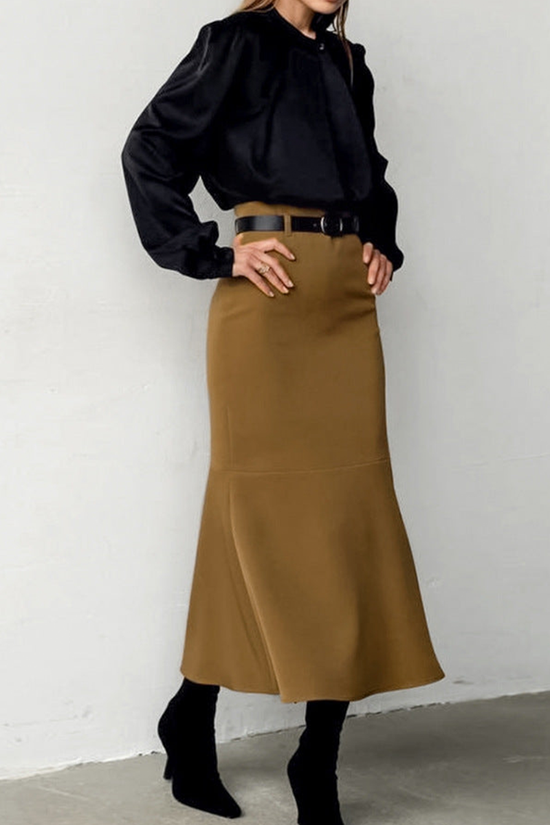 Elegante midi-rok met hoge taille