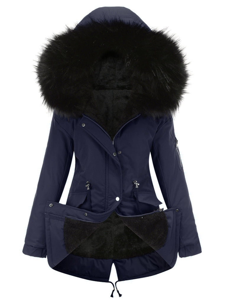 Winterjacke mit Pelzfutter und Kapuze