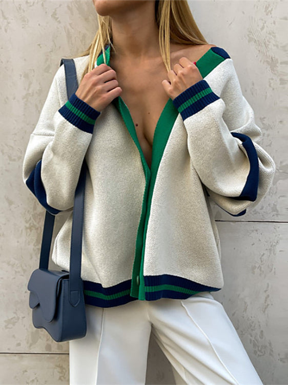 Chic Casual Color-Block Cardigan