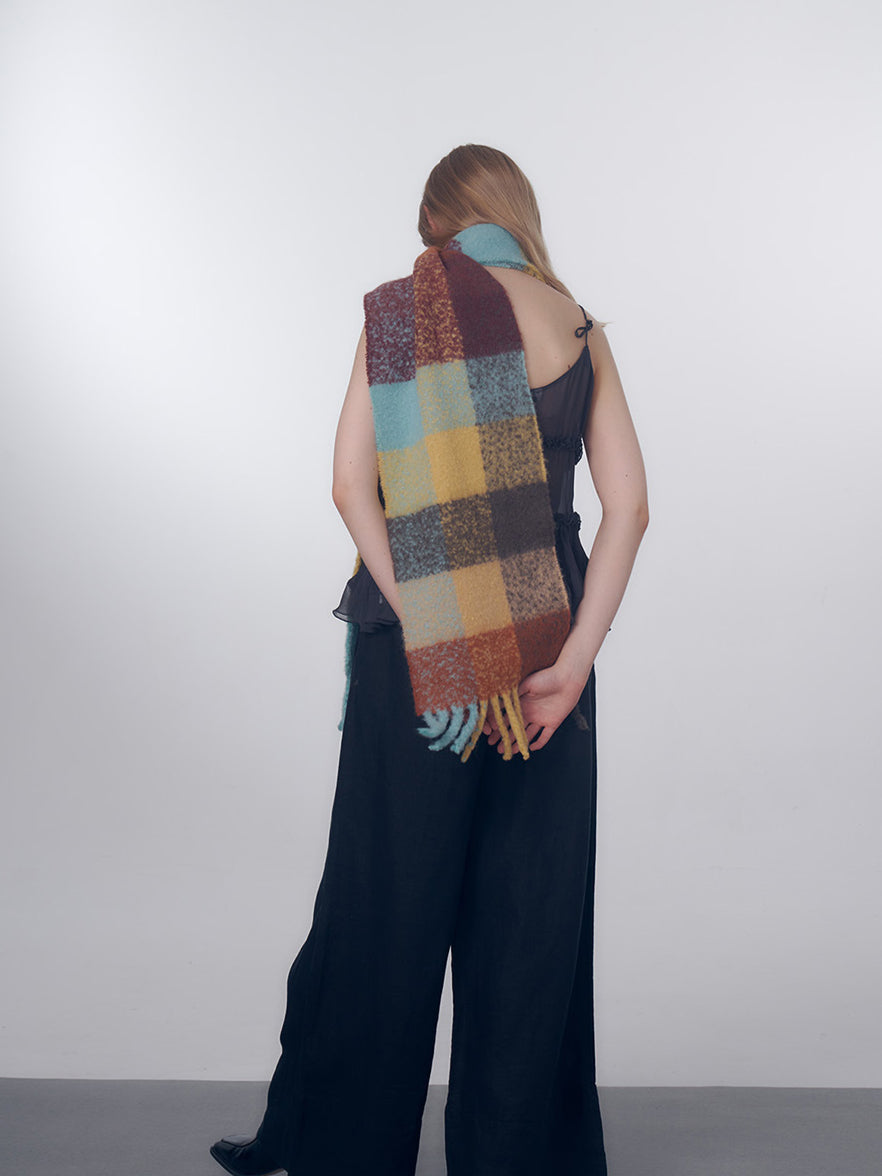 Wool Gradient Plaid Womens Scarf