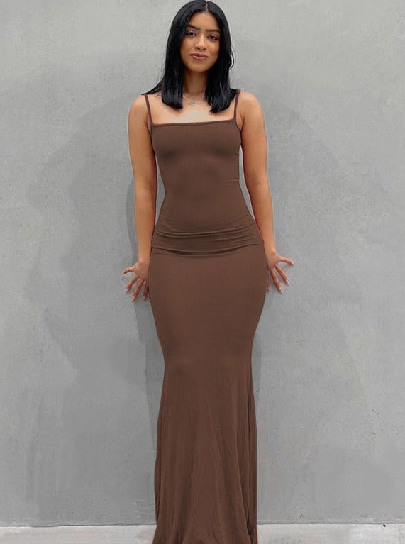 Backless Spaghetti Strap Bodycon Maxi Dress