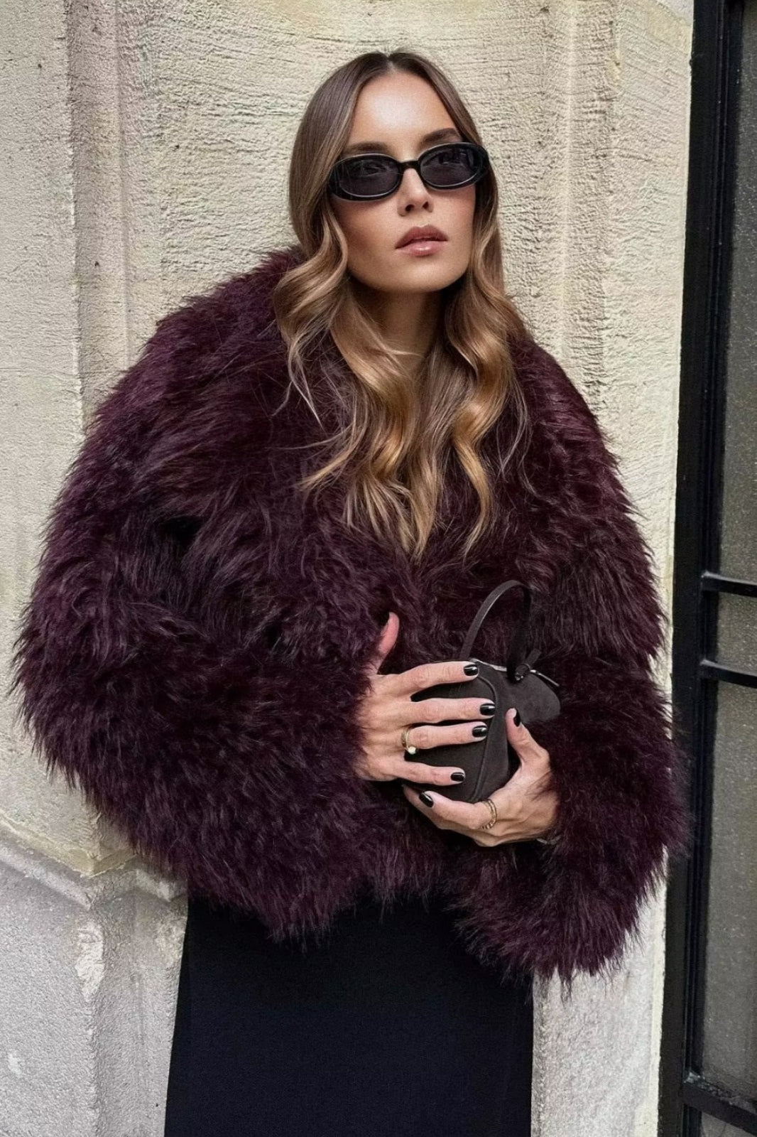 Plush Burgundy Shaggy Jacket