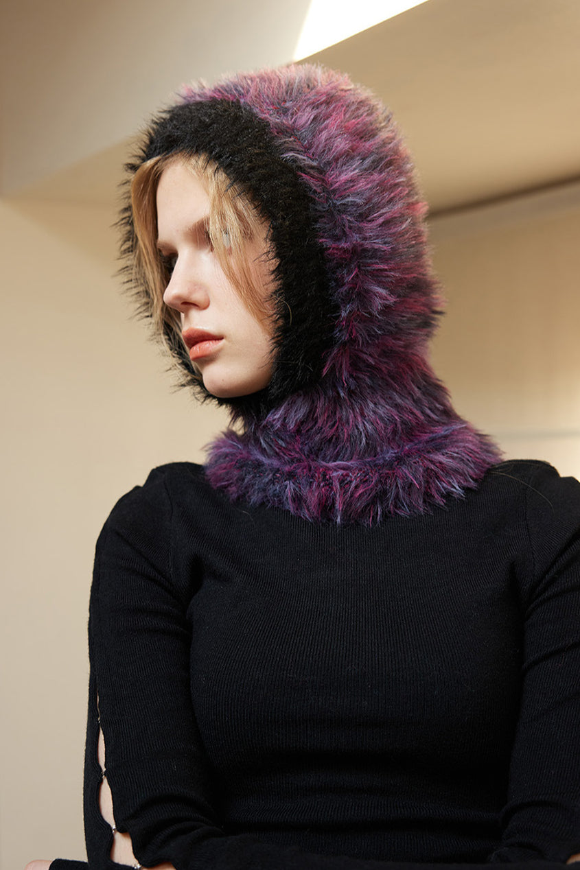 Fashionable Furry Hooded Scarf