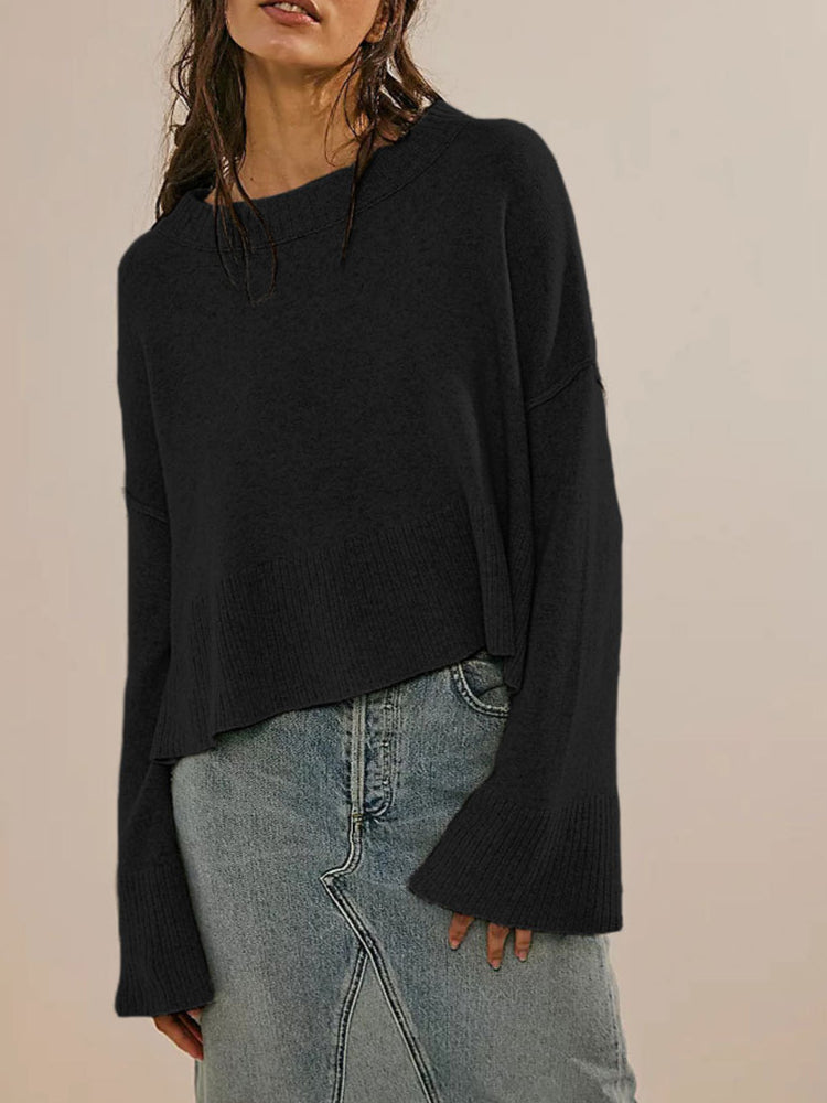 Warmer Pullover mit kuscheligen Oversize-Ärmeln für Herbsttage