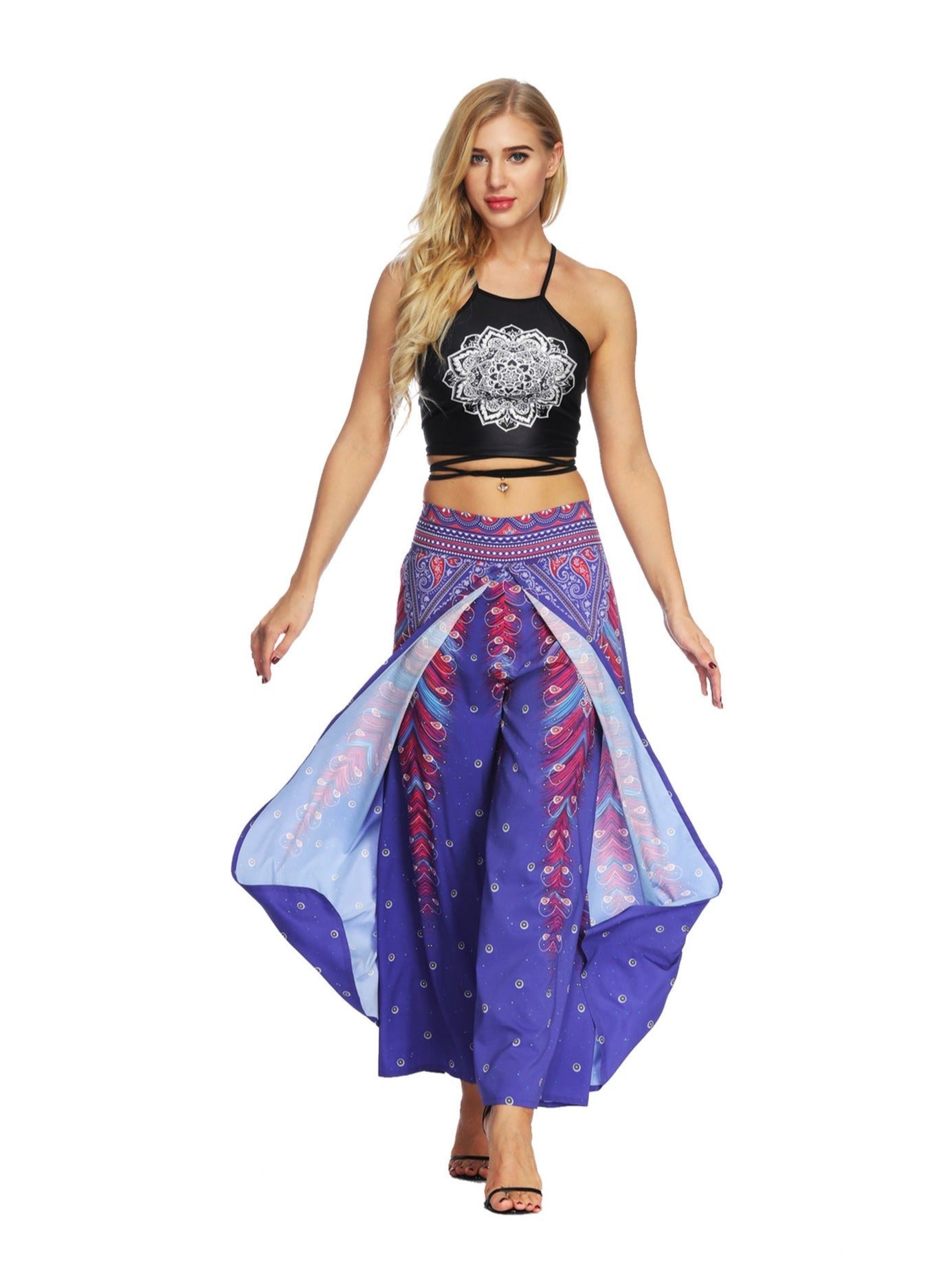 Fashionable Multi-Color High-Waisted Digital Printed Pants