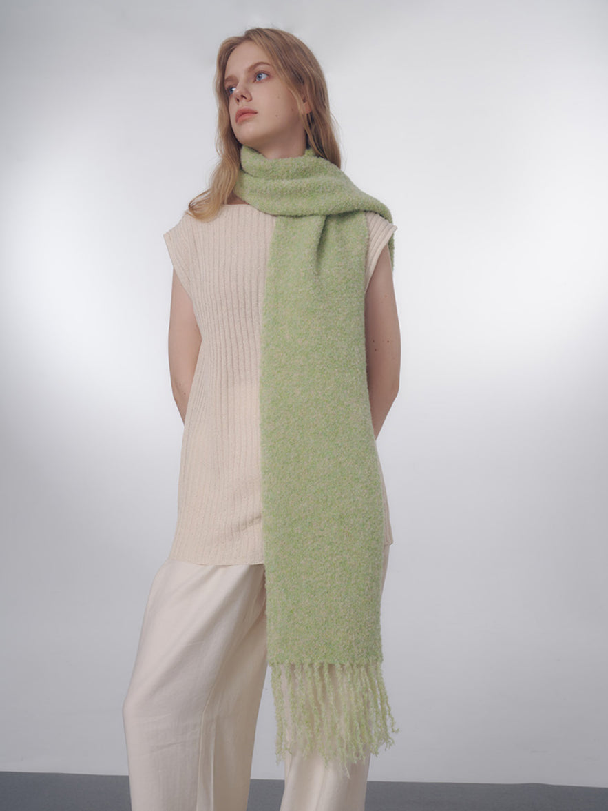 Green Soft and Warm Wool Knitted Scarf