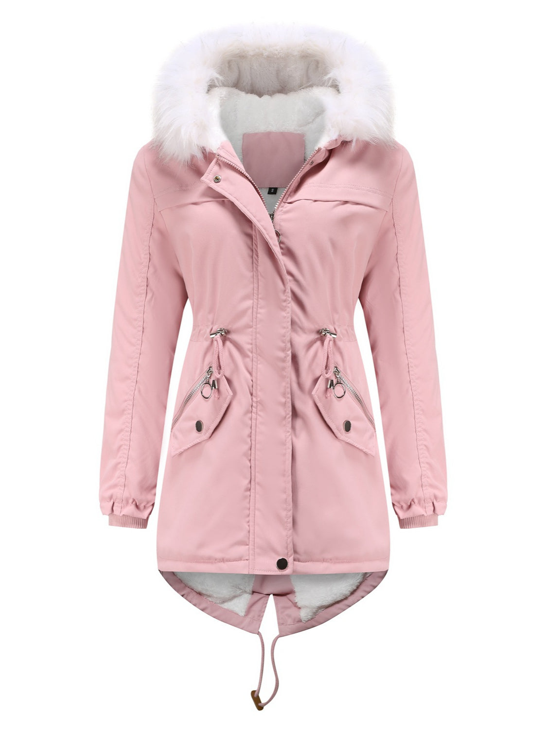 Luxurious White Faux Fur Hooded Jacket