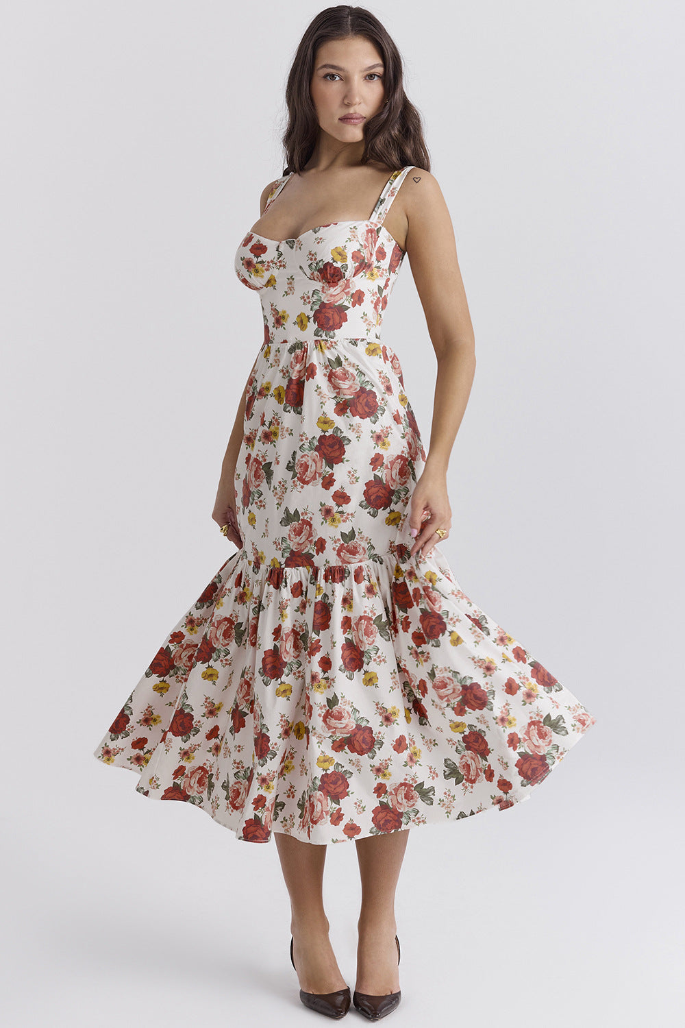 Ärmelloses Sommerkleid mit Blumenmuster 