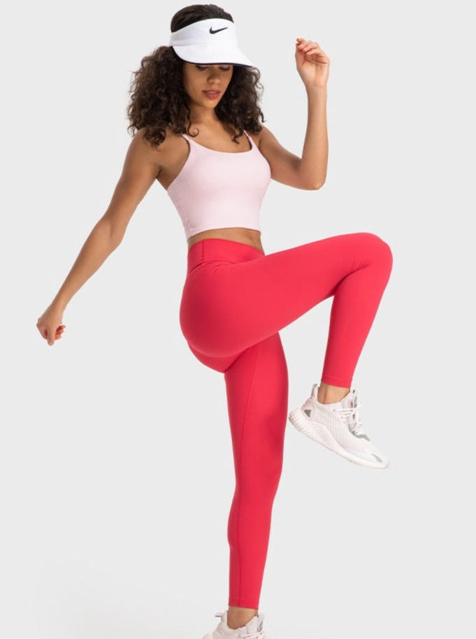 Rosa ärmelloses Sport-Yoga-Crop-Top 