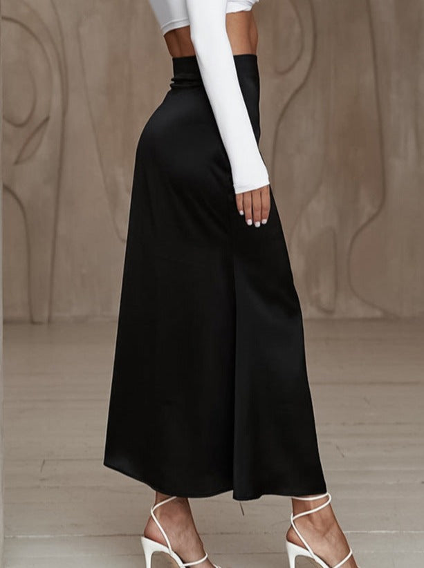 Eleganter langer schwarzer Meerjungfrauenrock mit hoher Taille 