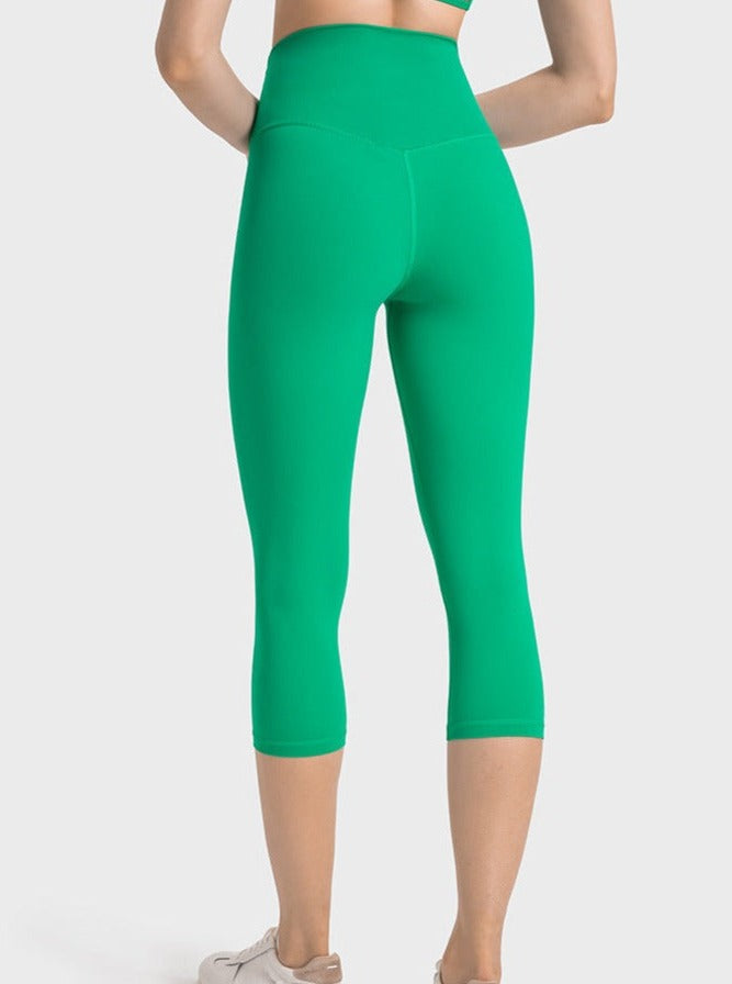 Pantaloni da yoga per esercizi a vita alta elasticizzati verdi 