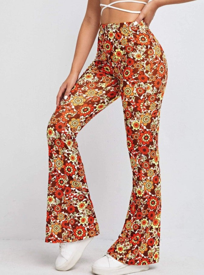 Sexy Hose mit Blumenmuster und hoher Taille 