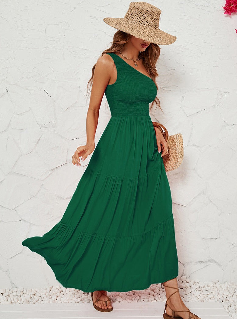 Women's One Shoulder Sleeveless Casual Summer Dress