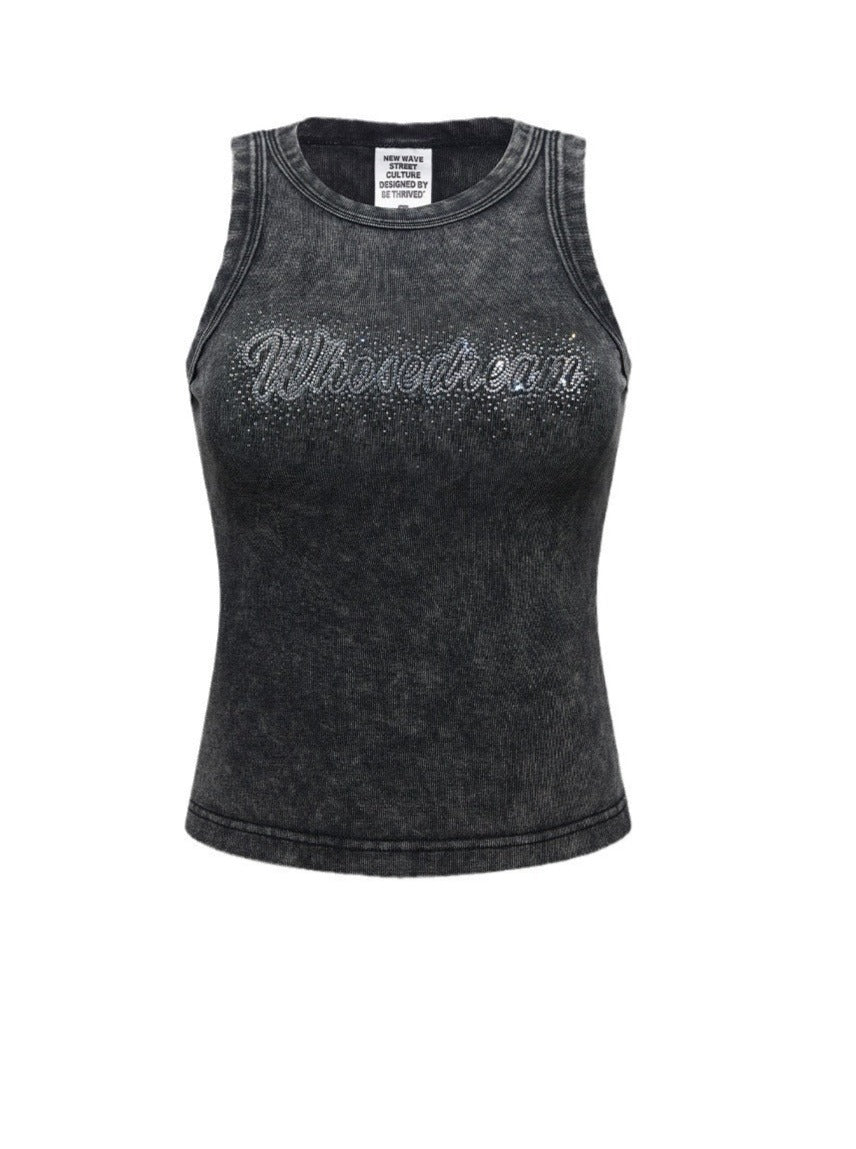 Vest Drill Printed I-Back Sleeveless Top