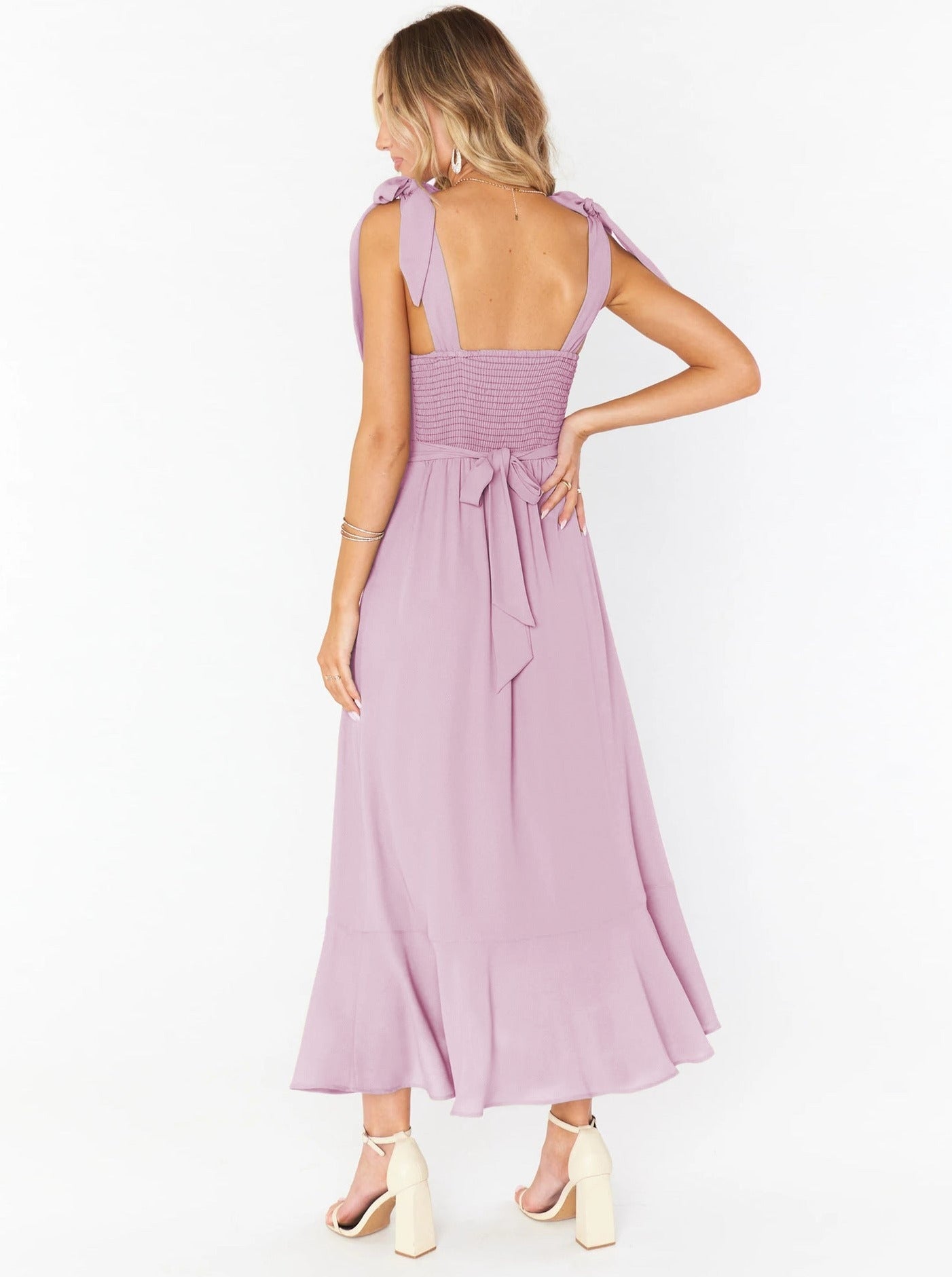 Rosarotes, hellviolettes High-End-Kleid mit eckigem Ausschnitt und ärmellosem Schlitz 