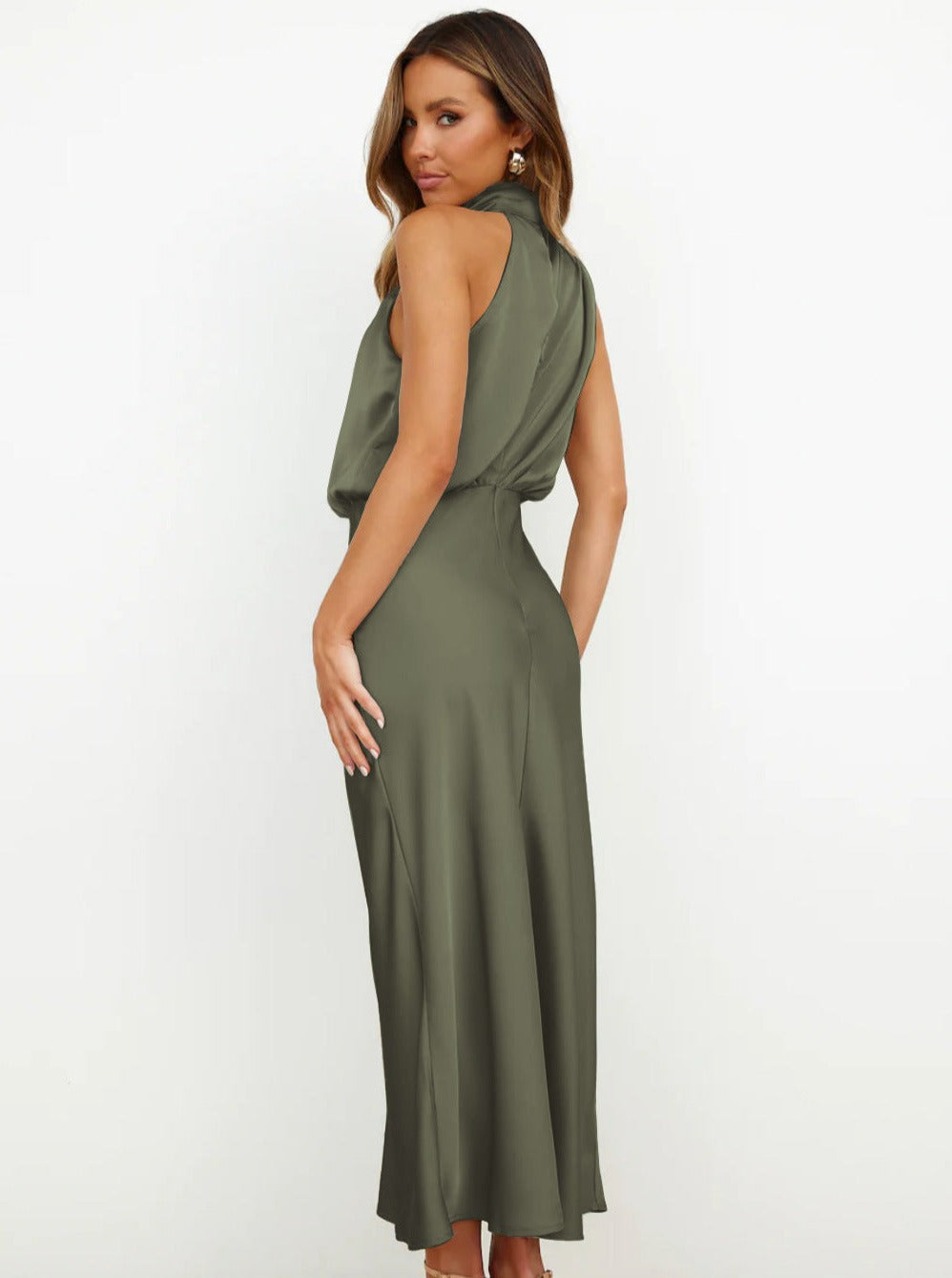 Elegant Halter Neck Satin Dress