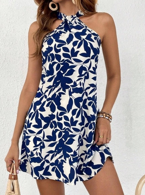 Sexy Neckholder-Kleid mit tropischem Print 