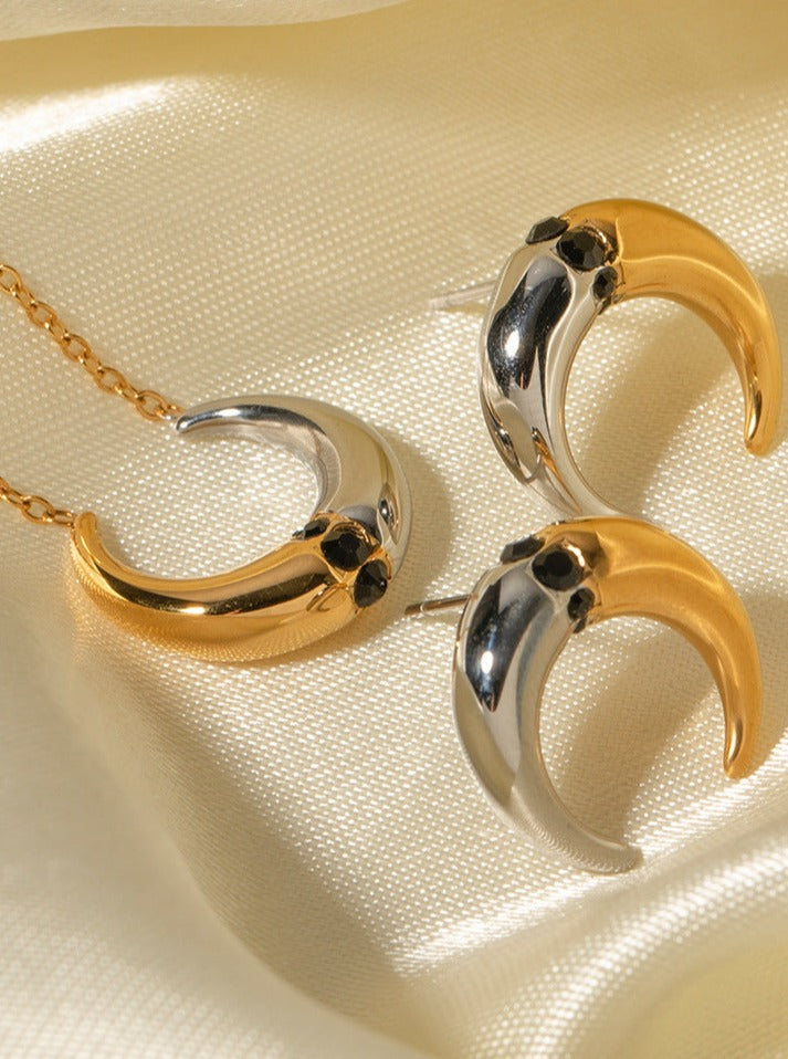 Halskette und Ohrringe aus zweifarbigem Gold und Silber 18 Karat 