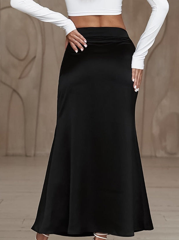 Eleganter langer schwarzer Meerjungfrauenrock mit hoher Taille 