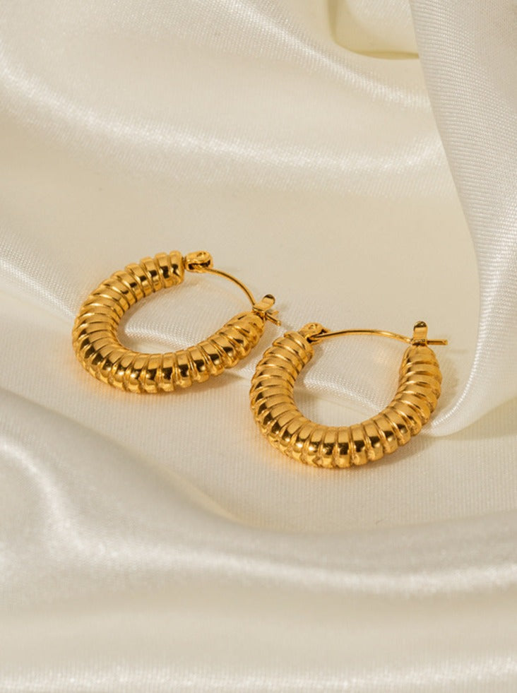 18K Gold Plated Grain Circular Earrings