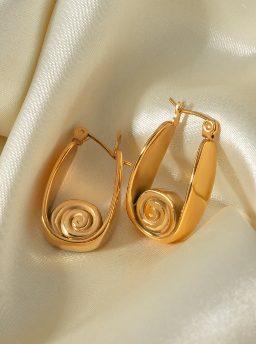 18K Gold Plated Threaded Hoop Earrings