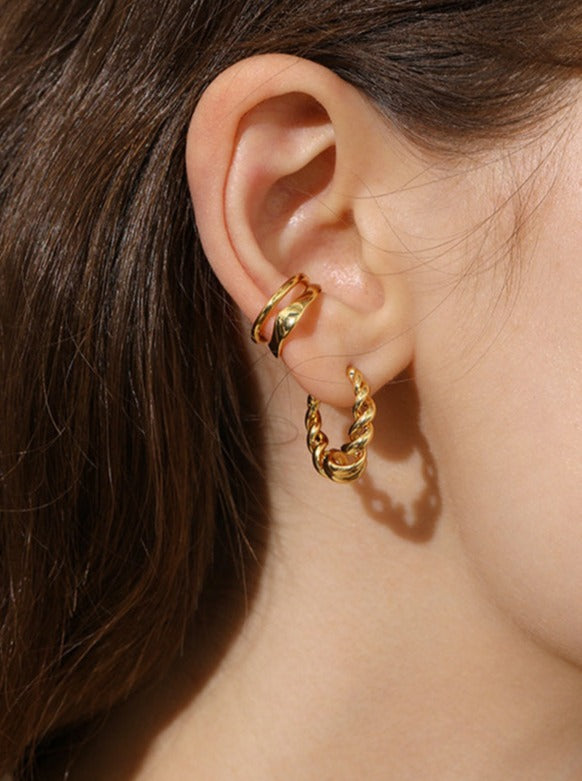 Geometric C-Shaped Gold Plater Stainless Earrings
