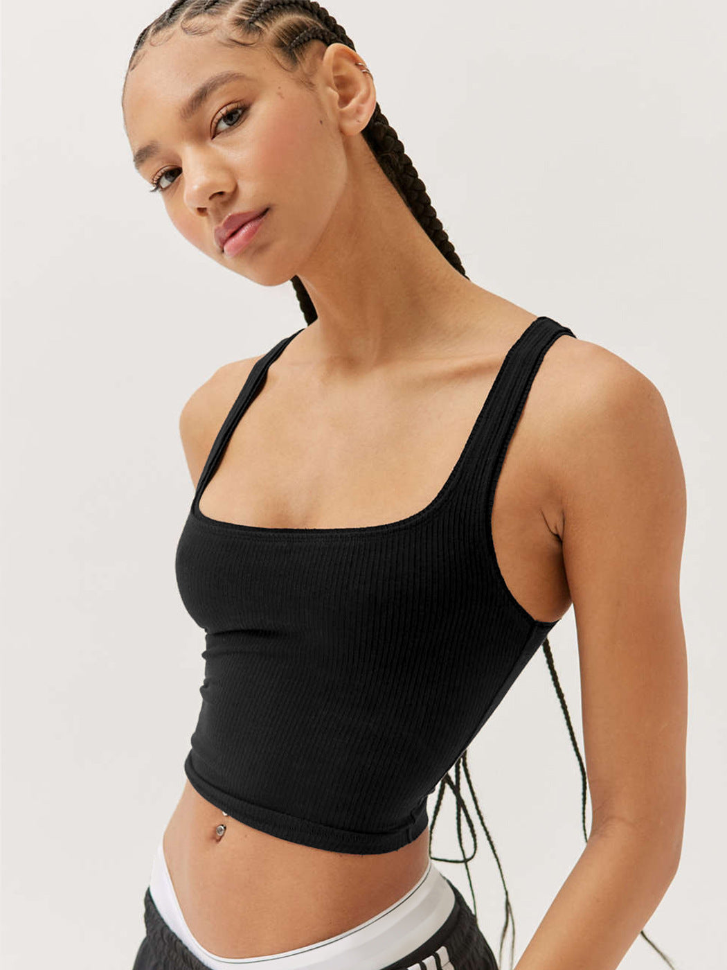 Black Knitted Sexy Bodycon Crop Top
