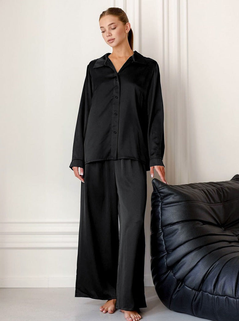 Schwarze elegante weiche Blusenhose Oberbekleidung 