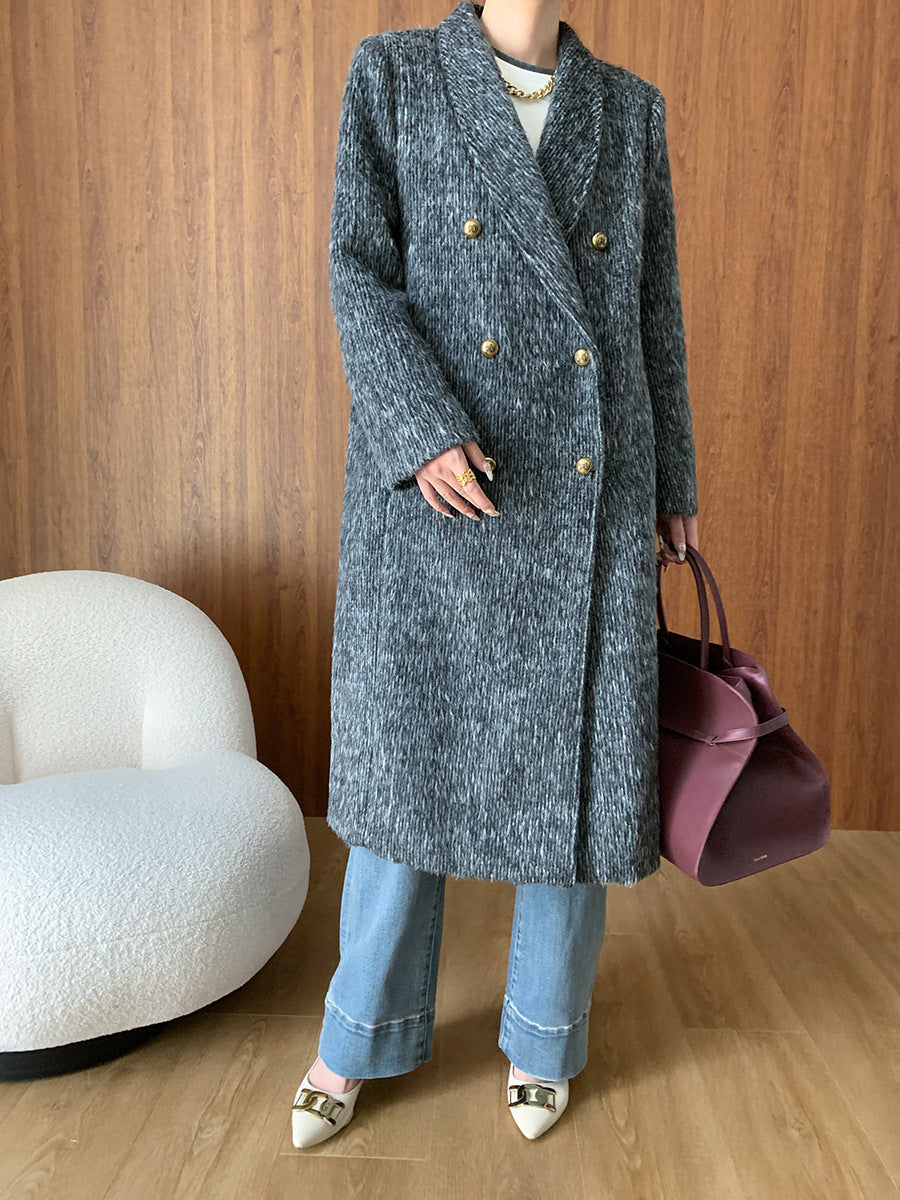 Vertical Striped Double-Faced Long Coat