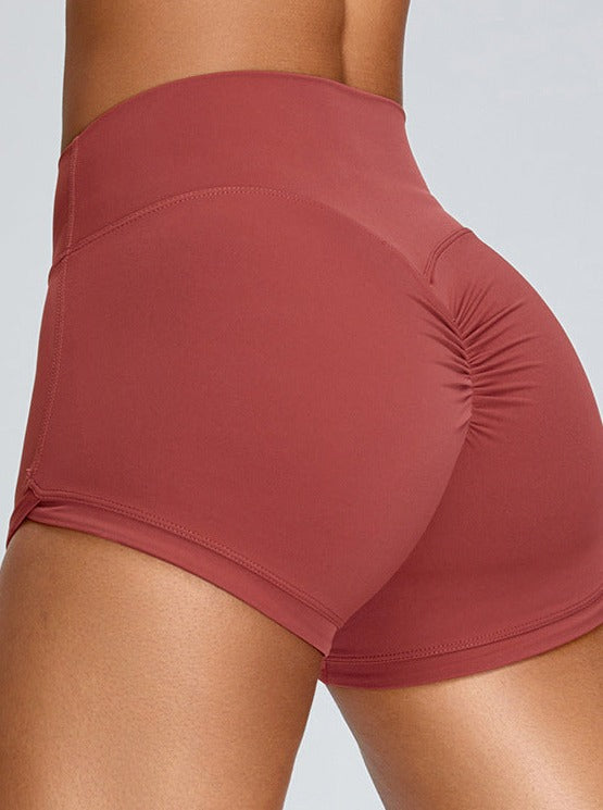Pomegranate Red Butt-Lifting Belly Tightening Fitness Short