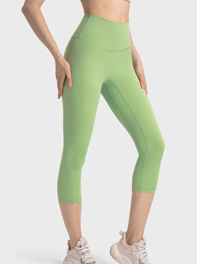 Pantaloni da yoga per esercizi a vita alta elasticizzati verde mela 