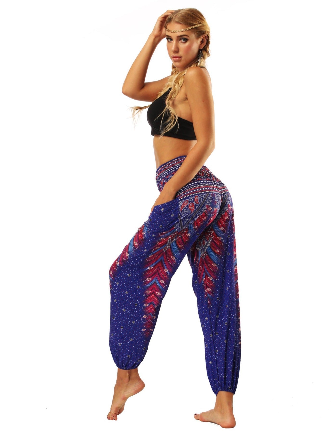 Bedruckte Yoga-Tanzhose mit hoher Taille 