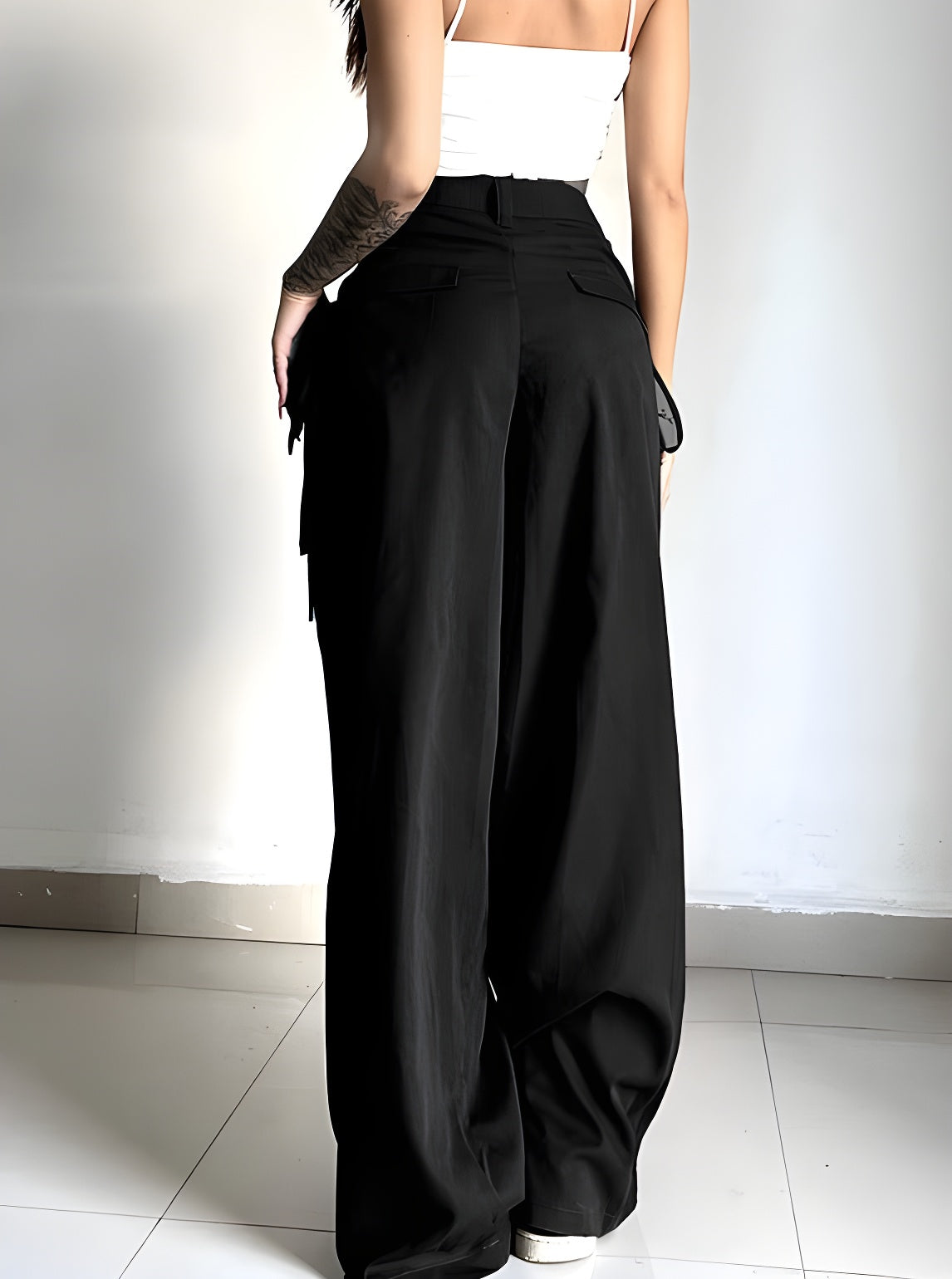 Spodnie Retro Street Loose Wide Leg Low Waist 