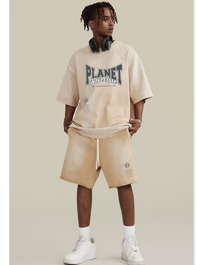 Camicia oversize con stampa pianeta basic beige primaverile 